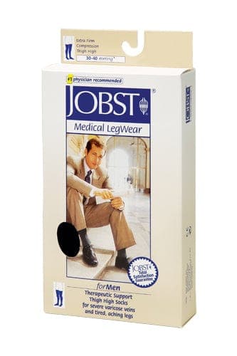 Complete Medical Stockings BSN Med-Beiersdorf Jobst Jobst for Men 30-40 Ribbed Thigh-Hi Black X-Large