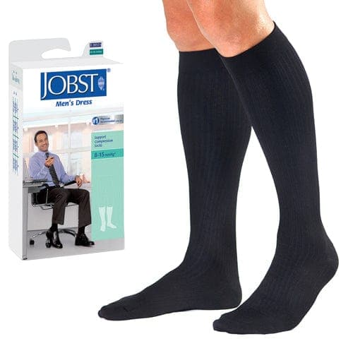 Complete Medical Stockings BSN Med-Beiersdorf Jobst Jobst Men's Dress Socks 8-15 mmHg Navy Large