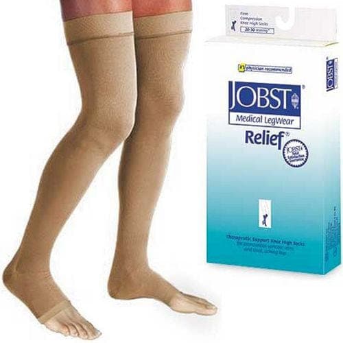 Complete Medical Stockings BSN Med-Beiersdorf Jobst Jobst Relief 20-30 Thigh-Hi Dot OT Beige Med Silicone Band