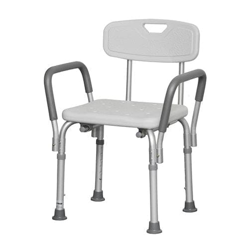 Complete Medical Bath Care Compass Health Bath Bench Adj Ht. w/Back-KD Remov. Padded Arms  (PMI)