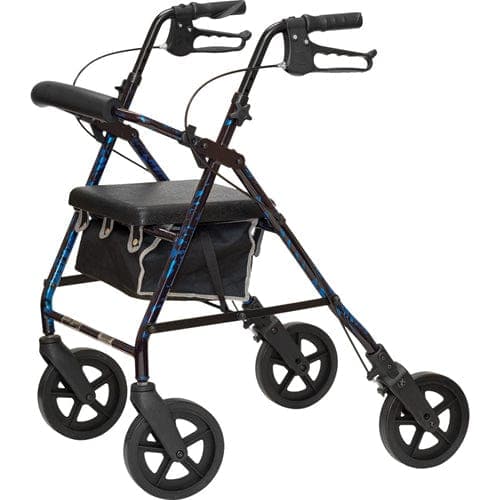 Complete Medical Mobility Products Compass Health Deluxe Aluminum Rollator  Blue  Flame  8  Wheels
