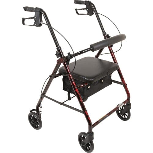Complete Medical Mobility Products Compass Health Deluxe Aluminum Rollator  Burgundy  Flame  8  Wheels