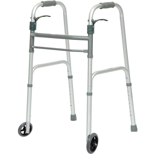 Complete Medical Mobility Products Compass Health Folding Walker Trigger Release w/ 5  Wheels  Junior