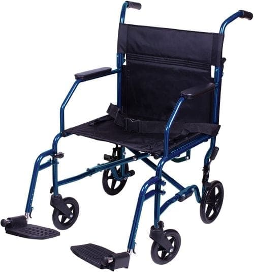 Complete Medical Mobility Products Compass Health Transport Chair  19   Steel Metallic Blue  Folding