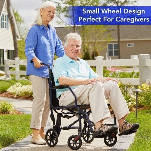Complete Medical Mobility Products Compass Health Transport Chair  19   Steel Metallic Blue  Folding