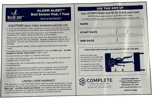 Complete Medical Beds & Accessories Complete Medical ALARM ALERT Bed Sensor Pad 10  x 30   1 Year by Blue Jay