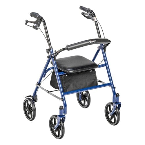 Complete Medical Mobility Products Drive Medical 4 Wheel Steel Rollator w/8  Casters & Basket- Loop-Blue