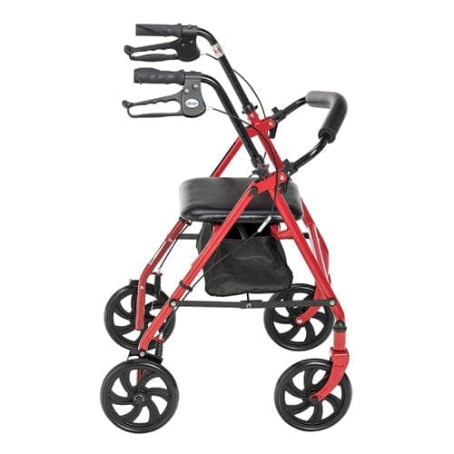 Complete Medical Mobility Products Drive Medical 4 Wheel Steel Rollator w/8  Casters & Basket-Loop-Red