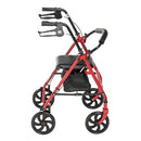 Complete Medical Mobility Products Drive Medical 4 Wheel Steel Rollator w/8  Casters & Basket-Loop-Red
