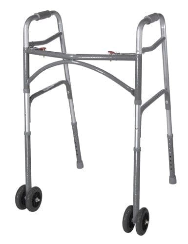 Complete Medical Mobility Products Drive Medical Bariatric Adult Folding Walker w/Wheels  Double Button