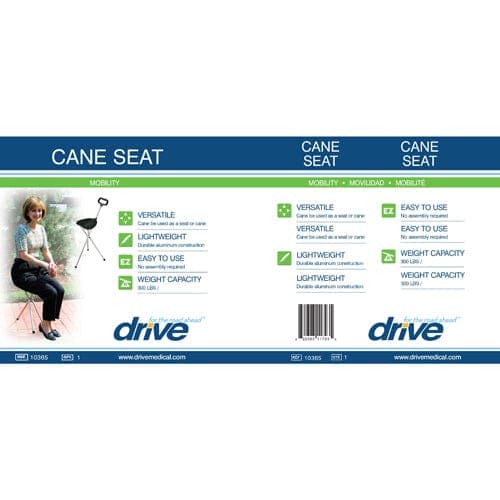 Complete Medical Mobility Products Drive Medical Cane Seat Adjustable w/Nylon Handle  Bronze Folding