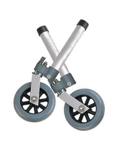 Complete Medical Mobility Products Drive Medical Comb. Swivel/Fixed Wheels 5  w/Lock & Rear Glides (pr)