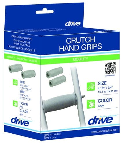 Complete Medical Mobility Products Drive Medical Crutch Grips (Closed Style) Pair   Grey  (pair)