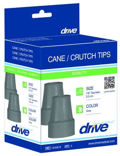 Complete Medical Mobility Products Drive Medical Crutch Tips Retail (pr) Grey Fits Cane/Crutch(7/8 diam)H/D
