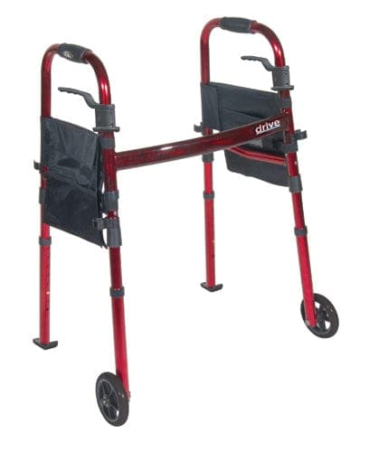 Complete Medical Mobility Products Drive Medical Deluxe Folding Travel Walker Red