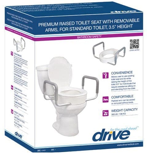 Complete Medical Bath Care Drive Medical Elevated Toilet Seat w/Arms For Elongated Toilets T/F