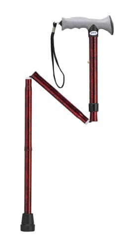 Complete Medical Mobility Products Drive Medical Folding Cane Alum w/Gel Grip Red Crackle