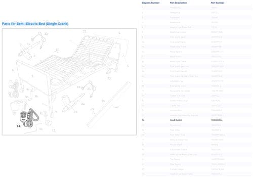Complete Medical Beds & Accessories Drive Medical Hand Control for #1802B Semi Elec Bed  Quick Release