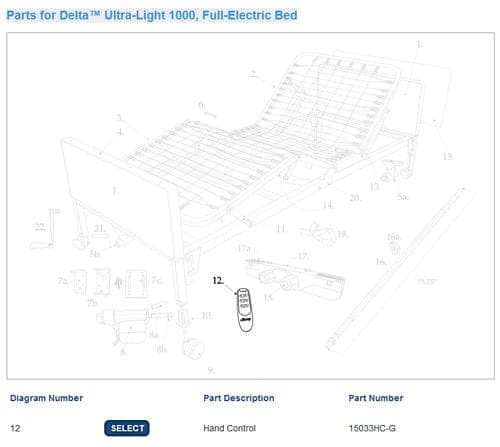 Complete Medical Beds & Accessories Drive Medical Hand Control for #1802CHP (Mfgr #15033HC-G)