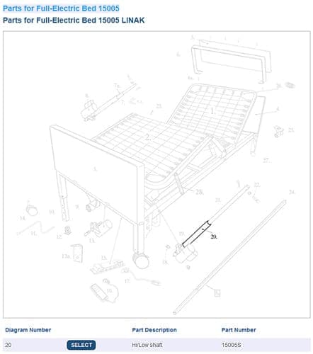 Complete Medical Beds & Accessories Drive Medical Hi/Low Shaft only  Drive for Semi/Full/Bariatric Beds