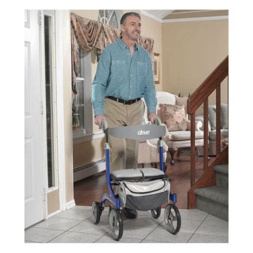 Complete Medical Mobility Products Drive Medical Nitro DLX Rollator Firm Foam Seat  Blue Frame