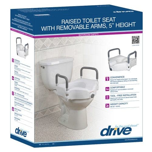 Complete Medical Bath Care Drive Medical Raised Toilet Seat w/ Lock & Padded Removable Arms Retail