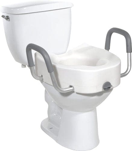 Complete Medical Bath Care Drive Medical Raised Toilet Seat With Lock & Alum Det Arms Elongated