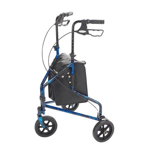 Complete Medical Mobility Products Drive Medical Rollator 3-Wheeled w/Pouch & Basket Loop Brake-Flame Blue