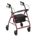 Complete Medical Mobility Products Drive Medical Rollator 4-Wheel with Pouch & Padded Seat  Red - Drive