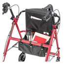 Complete Medical Mobility Products Drive Medical Rollator 4-Wheel with Pouch & Padded Seat  Red - Drive