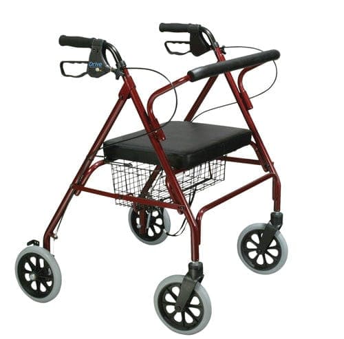 Complete Medical Mobility Products Drive Medical Rollator Oversize With Loop Bk Red Bariatric Steel(10215RD-1)