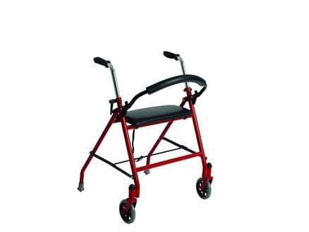 Complete Medical Mobility Products Drive Medical Rollator  Push Down Brake  Red