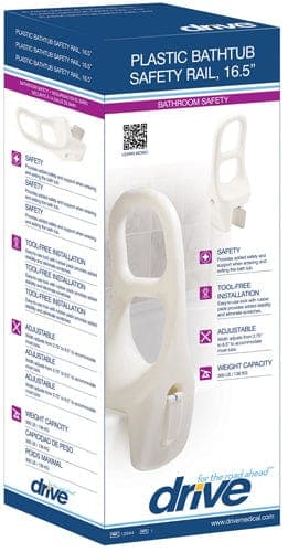 Complete Medical Bath Care Drive Medical Tub Rail Plastic 16.5  White