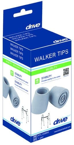Complete Medical Mobility Products Drive Medical Univ Tips  Grey 1  Shaft - Pr. for Crutch  Walkers  Commodes
