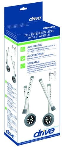 Complete Medical Mobility Products Drive Medical Walker Wheel Comb. Kit (Tall Extension Legs w/Wheels)