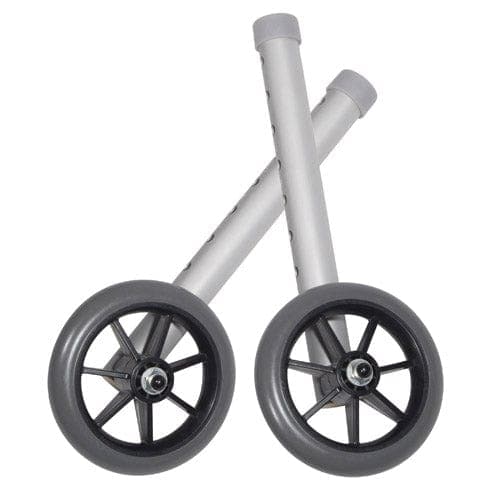 Complete Medical Mobility Products Drive Medical Walker Wheels 5  Fixed With Rear Glide Caps (pair)