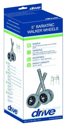 Complete Medical Mobility Products Drive Medical Wheel Kit for #1056 Heavy-Duty 5   Silver Vein w/Black Wheels