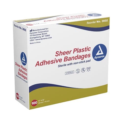 Complete Medical Wound Care Dynarex Corporation Adhesive Bandages  Sheer 3/4 x3  Sterile Bx/100