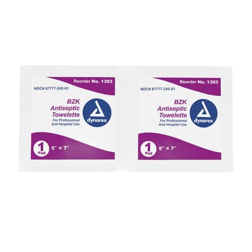 Complete Medical Skin Care Dynarex Corporation BZK Towelettes Bx/100 Non-Sterile