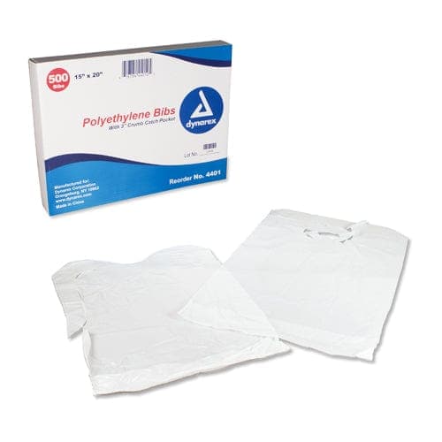 Complete Medical Convalescent Care Dynarex Corporation Disposable Polyethylene Bibs W/Crumb Pocket 15 x20  Bx/500