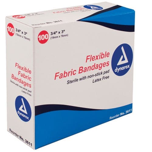 Complete Medical Wound Care Dynarex Corporation Flexible Fabric Bandages 3/4 x3  Sterile Bx/100