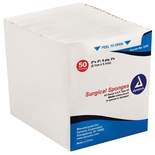 Complete Medical Wound Care Dynarex Corporation Gauze Sponges Sterile-2's 2 X 2 -8ply (50-2's per tray)