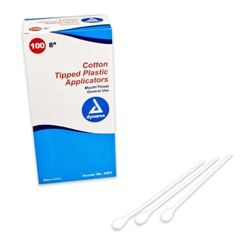 Complete Medical Physician Supplies Dynarex Corporation Mouth/Throat 8  Cotton-Tipped Applicators Bx/100 Non-Sterile