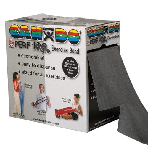 Complete Medical Exercise & Physical Therapy Fabrication Ent Cando No Latex Exercise Band Black X-Heavy 100yd Dspnsr Box