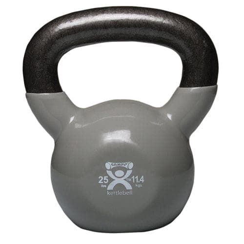 Complete Medical Exercise & Physical Therapy Fabrication Ent Kettlebell Vinyl Coated Weight Silver  25lb  11  Diameter