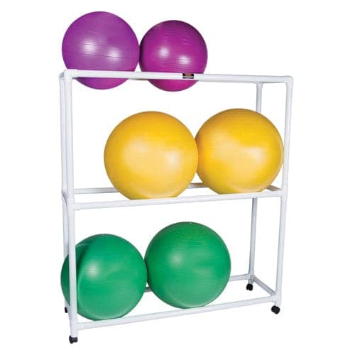 Complete Medical Exercise & Physical Therapy Fabrication Ent PVC Ball Floor Rack Mobile 3-Shelf w/Casters