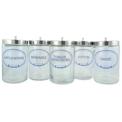 Complete Medical Physician Supplies Graham-Field Health Sundry Jars- Labeled Glass (Set/5)   7  x 4.25