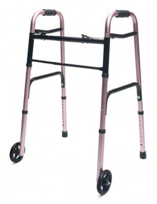 Complete Medical Mobility Products Graham-Field Health Walker  Adult w/5  Wheels Folding  Pink  Case of 2