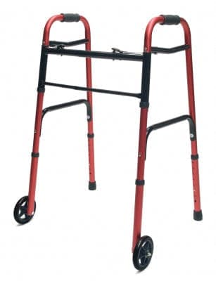 Complete Medical Mobility Products Graham-Field Health Walker  Adult w/5  Wheels Folding  Red  Case of 2