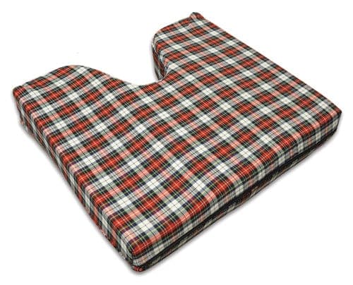 Complete Medical Wheelchairs & Accessories Hermell Products Coccyx Wheelchair Cushion Foam  Plaid  16  x 18  x 3